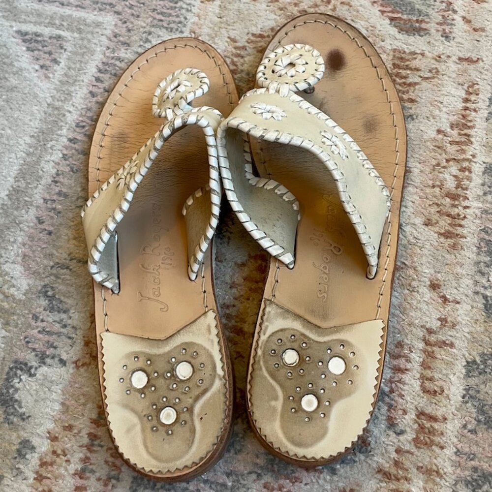 Jack Rogers White/Ivory Jacks Navajo Sandals Size 8.5 - Picture 2 of 3